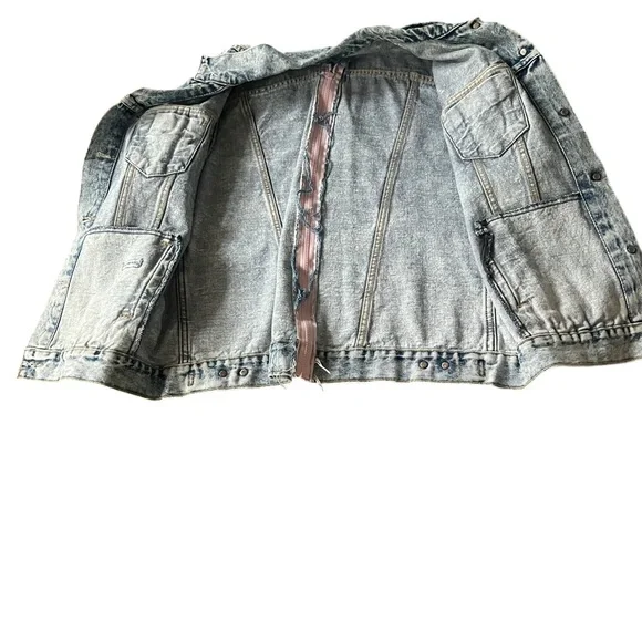 Vintage 80s custom Jean jacket from the Goldbergs TV show size large pink zipper - Picture 4 of 7